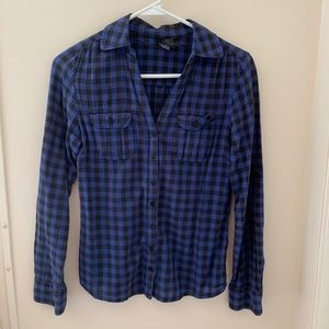 H&M Divided Navy & Black Gingham Button Up Shirt